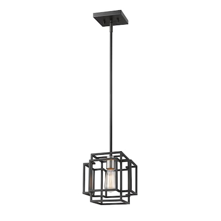 Z-Lite Titania 1 Light Mini Pendant, Black 454MP-BK-BN